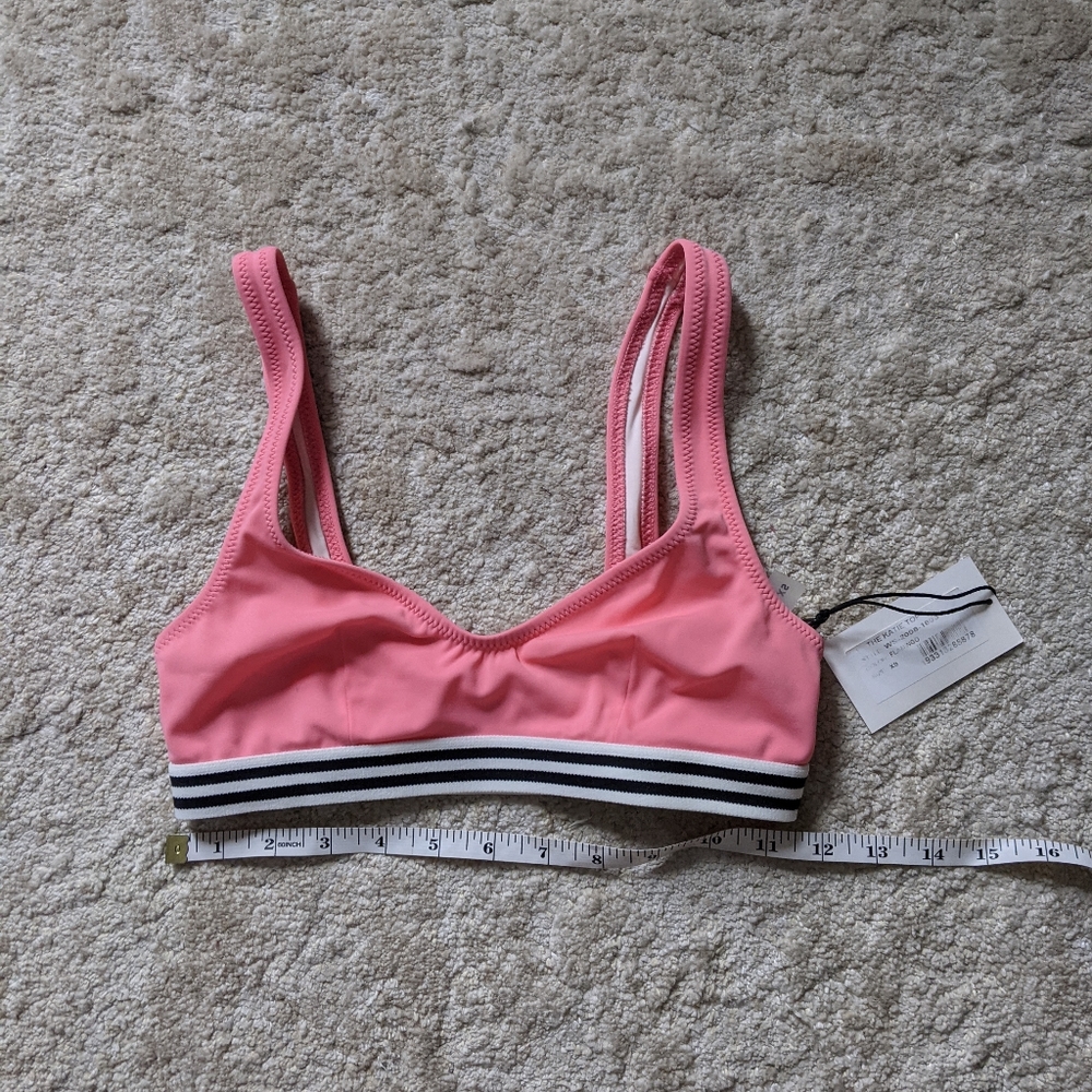 NWTSolid & striped Katie bikini top pink stripes